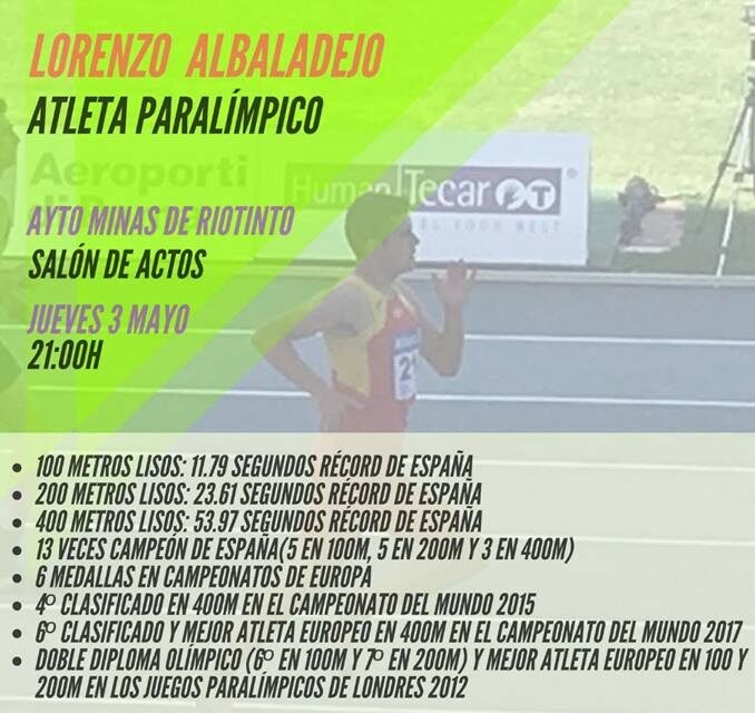 Unidos por el Alto trae este jueves a Riotinto al atleta Lorenzo Albaladejo