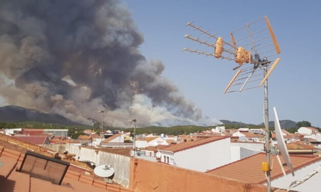 El incendio de Nerva obliga a cortar la carretera entre Riotinto y Campofrío