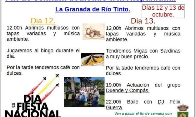 La Granada celebrará la Hispanidad con dos días de fiesta en el parque municipal