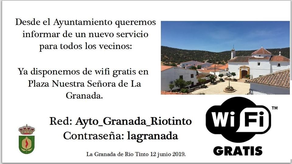 El Ayuntamiento de La Granada pone wifi gratis en la plaza principal del pueblo