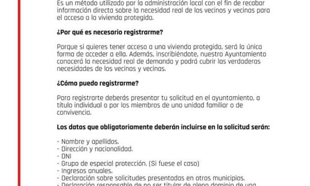 Zalamea reactiva su registro de demandantes de vivienda protegida