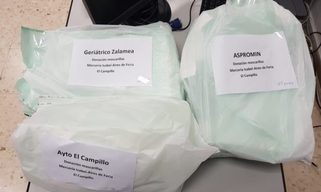 Mercería Isabel dona 170 mascarillas al Ayuntamiento de El Campillo, a Aspromín y al geriátrico de Zalamea