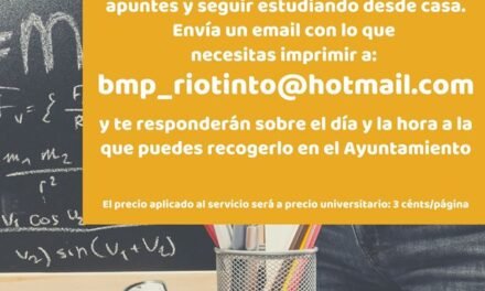 El Ayuntamiento de Riotinto pone en marcha un servicio de impresión para estudiantes