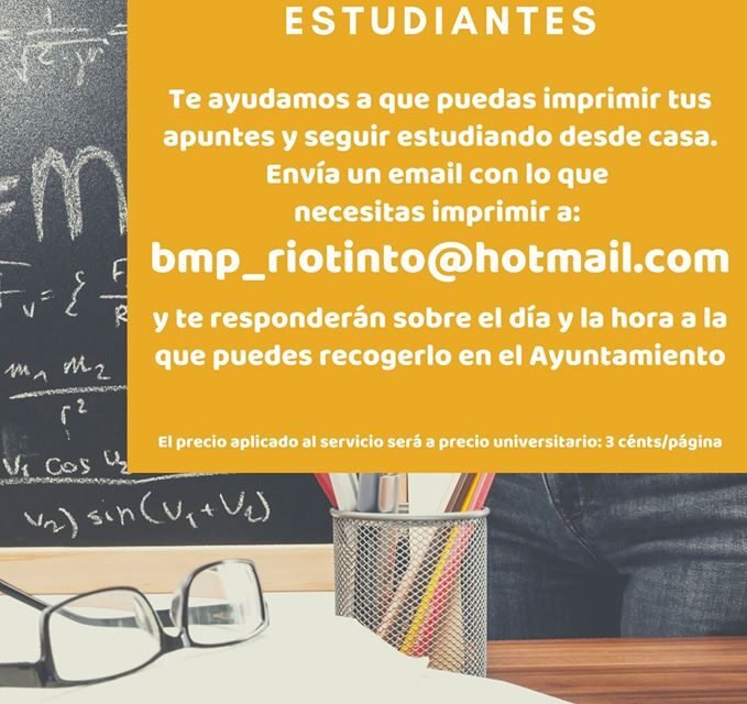 El Ayuntamiento de Riotinto pone en marcha un servicio de impresión para estudiantes
