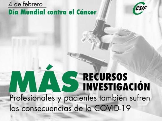 La pandemia de la Covid-19 agudiza la falta de recursos asistenciales y de investigación oncológica, según CSIF