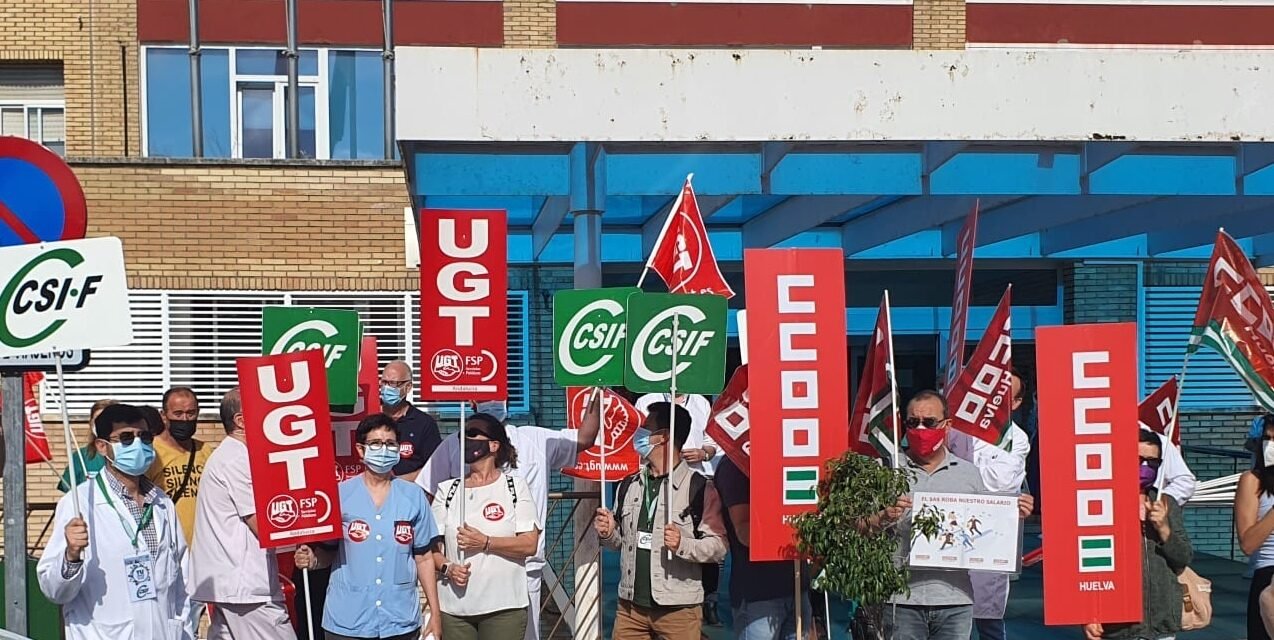 Los sindicatos protestan en Riotinto ante el inmovilismo del SAS para abonar la productividad de 2019