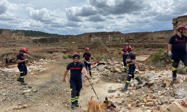 La Unidad Canina de Rescate se entrena en las ruinas de la antigua fundición de Riotinto