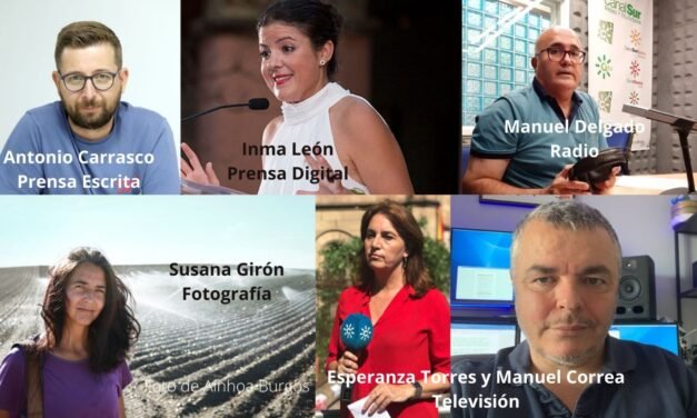 Antonio Carrasco, Inma León, Manuel Delgado, Susana Girón, Esperanza Torres y Manuel Correa, ganadores del Premio Huelva de Periodismo 2020