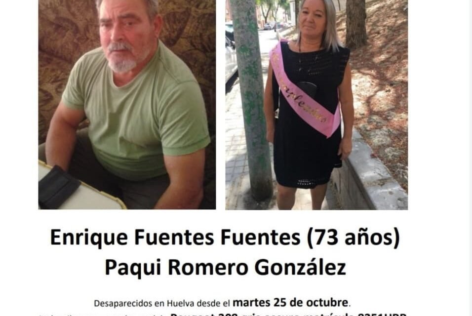 Continúa la búsqueda tras la extraña desaparición de Paqui y Enrique en Huelva
