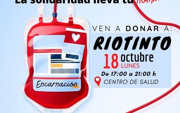 Riotinto acoge esta tarde una nueva jornada de donación de sangre