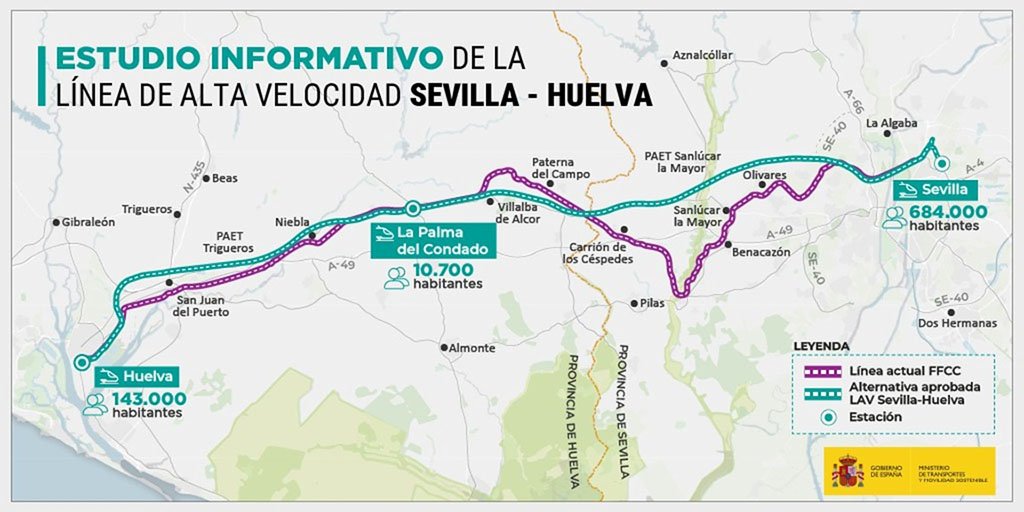 Aprobado el estudio informativo del AVE Huelva-Sevilla