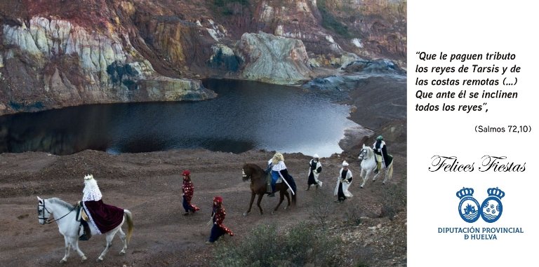 Una imagen de los Reyes Magos en Tharsis felicita la Navidad a toda la provincia