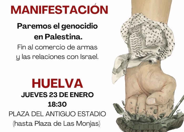 Huelva se echa de nuevo a la calle este jueves para protestar por la situación de Palestina