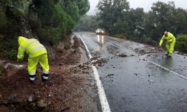 El temporal deja numerosos cortes de carretera en la Sierra