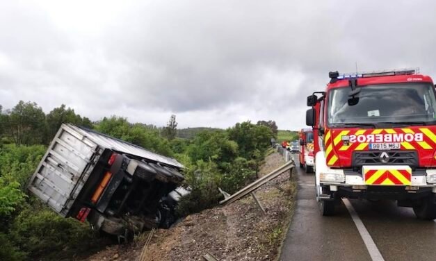 Un herido al precipitarse un camión por un desnivel en El Buitrón