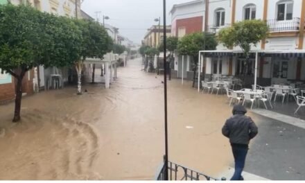 Inundaciones en Nerva tras el desbordamiento en el Barranco Santa María