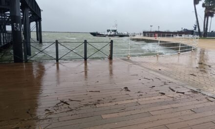 Precintado el Muelle de la Compañía Riotinto ante la crecida del Odiel