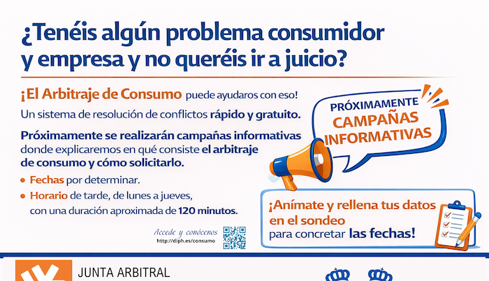 Diputación pone en marcha una campaña de difusión sobre la Junta Arbitral de la provincia