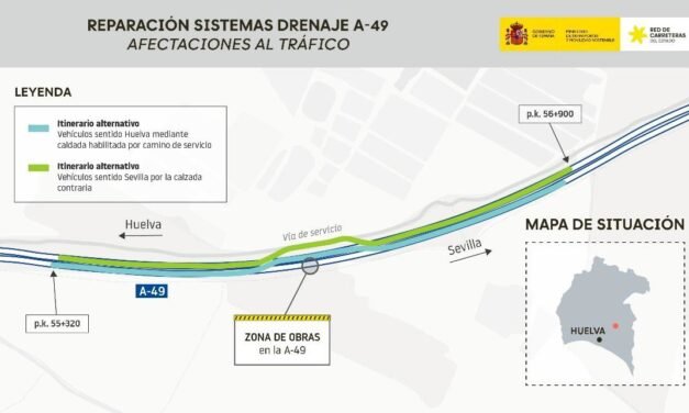 Unas obras en la A-49 afectarán al tráfico hasta mediados de junio