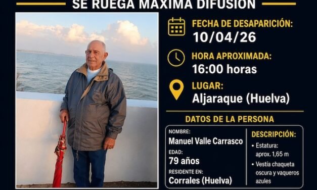 Buscan a un vecino de Corrales de 79 años desaparecido en Aljaraque desde el viernes