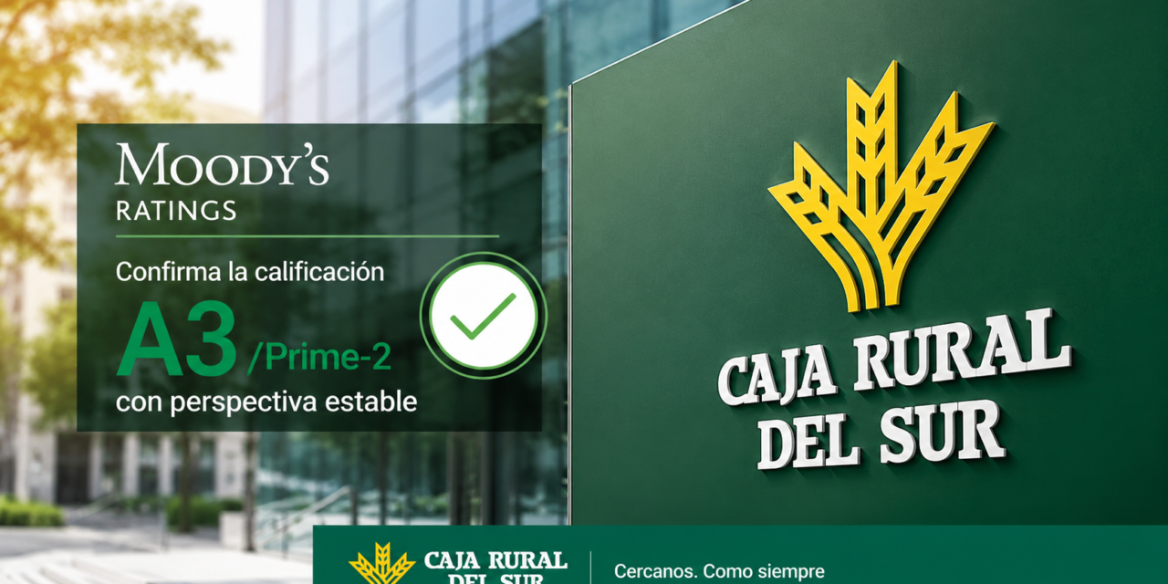 Moody’s confirma la calificación A3 de Caja Rural del Sur con perspectiva estable
