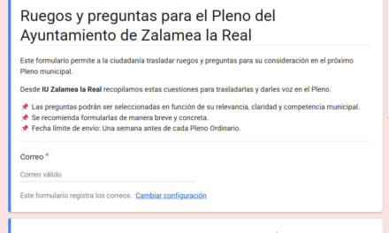IU Zalamea llevará a Pleno las preguntas de la ciudadanía
