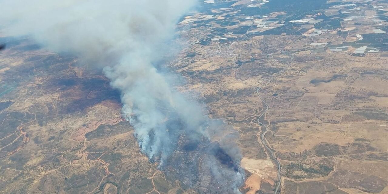 Más de 100 bomberos y 15 medios aéreos luchan contra el fuego en Castillejos