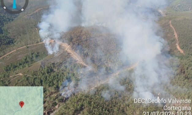 El Infoca lucha contra un «complejo» incendio en Almonaster
