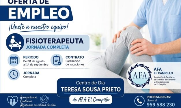 AFA El Campillo busca fisioterapeuta a jornada completa para cubrir el periodo de vacaciones