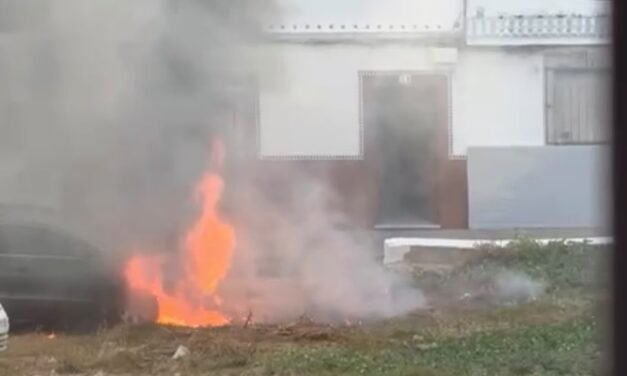 Extinguen el incendio de un coche en un solar de El Higueral